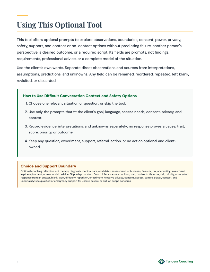 Difficult Conversation Context and Safety Options - preview