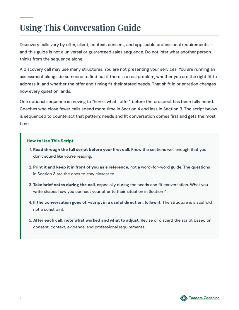 Discovery Call Conversation Guide - preview