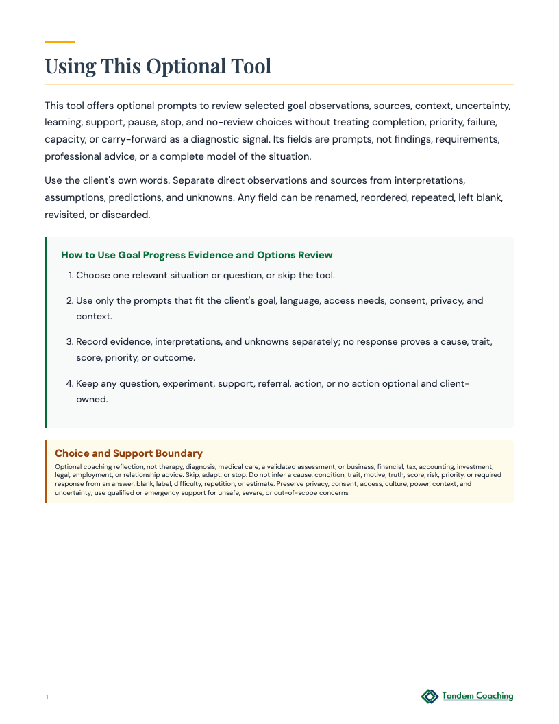 Goal Progress Evidence and Options Review - preview