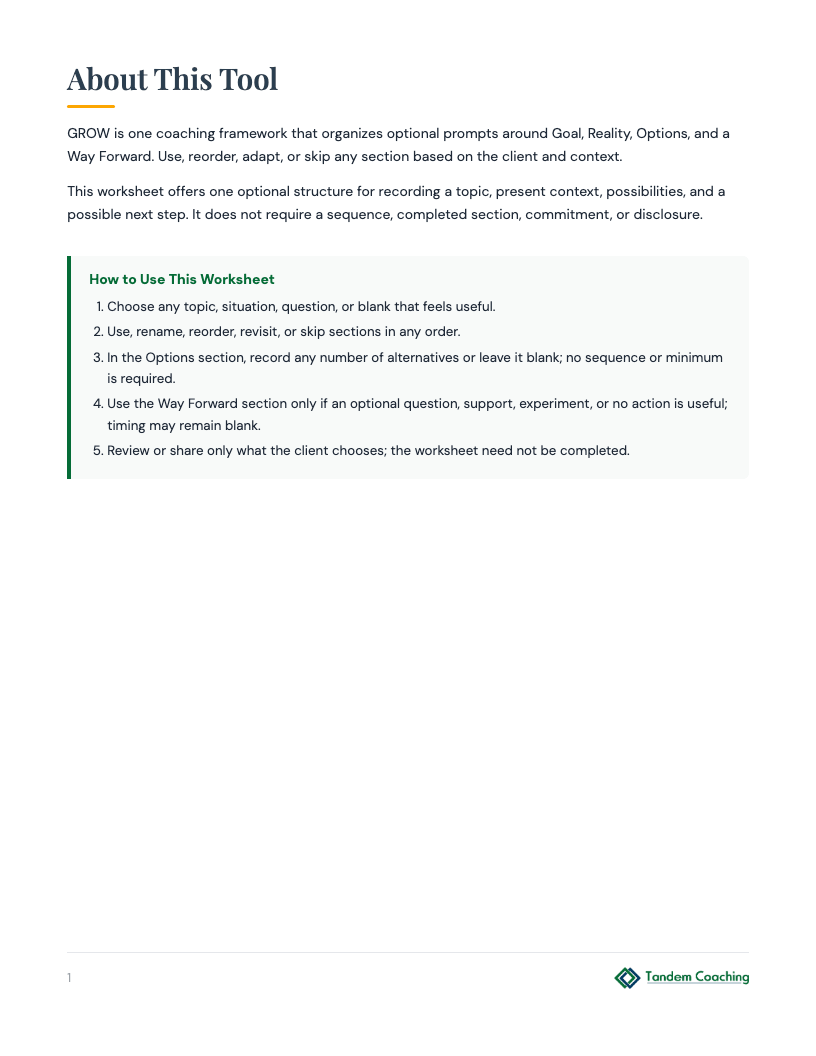 GROW Coaching Reflection - preview