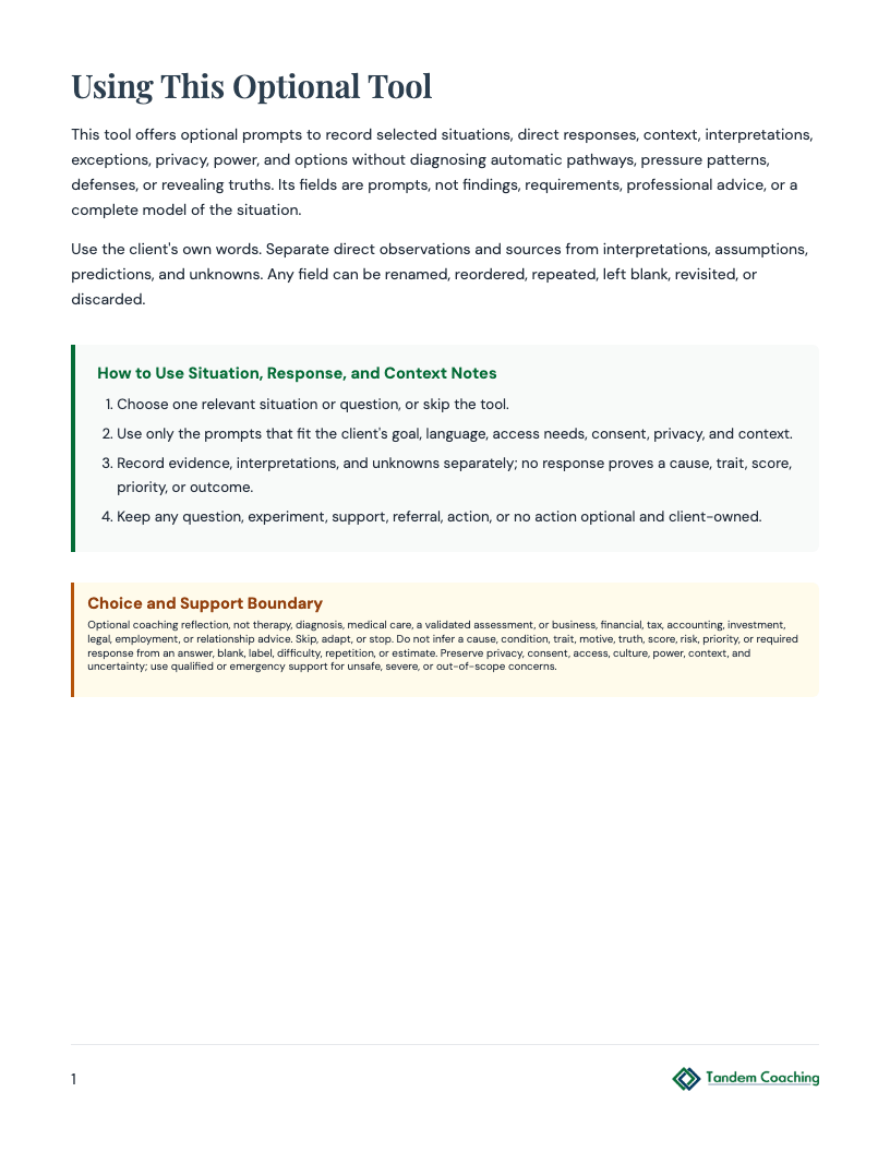 Situation, Response, and Context Notes - preview