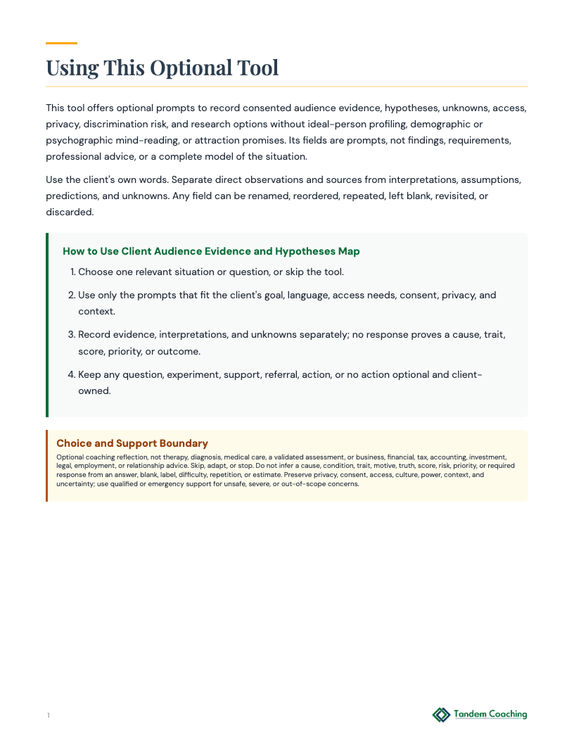 Client Audience Evidence and Hypotheses Map - preview