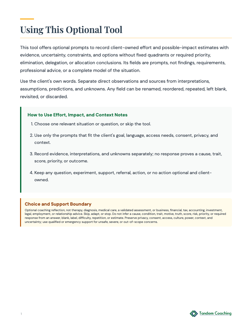 Effort, Impact, and Context Notes - preview