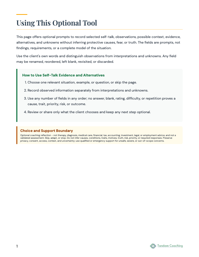 Self-Talk Evidence and Alternatives - preview