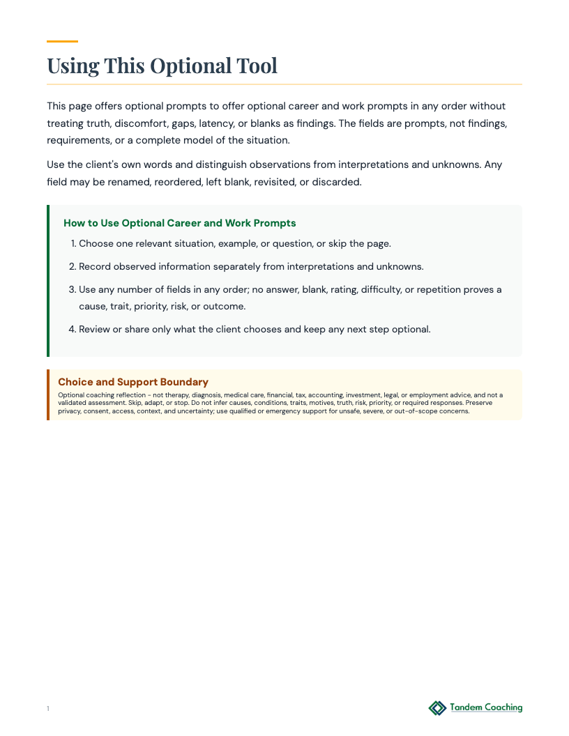 Optional Career and Work Prompts - preview