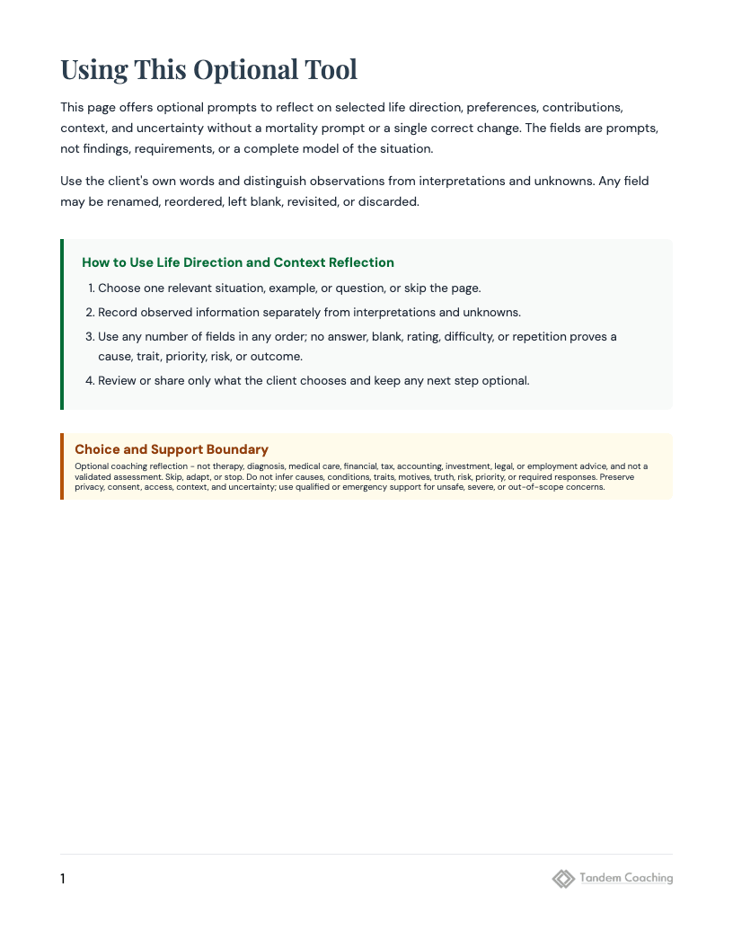 Life Direction and Context Reflection - preview