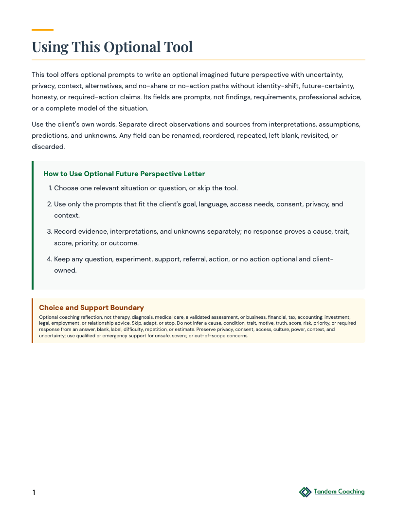 Optional Future Perspective Letter - preview