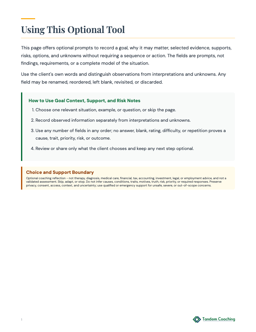Goal Context, Support, and Risk Notes - preview