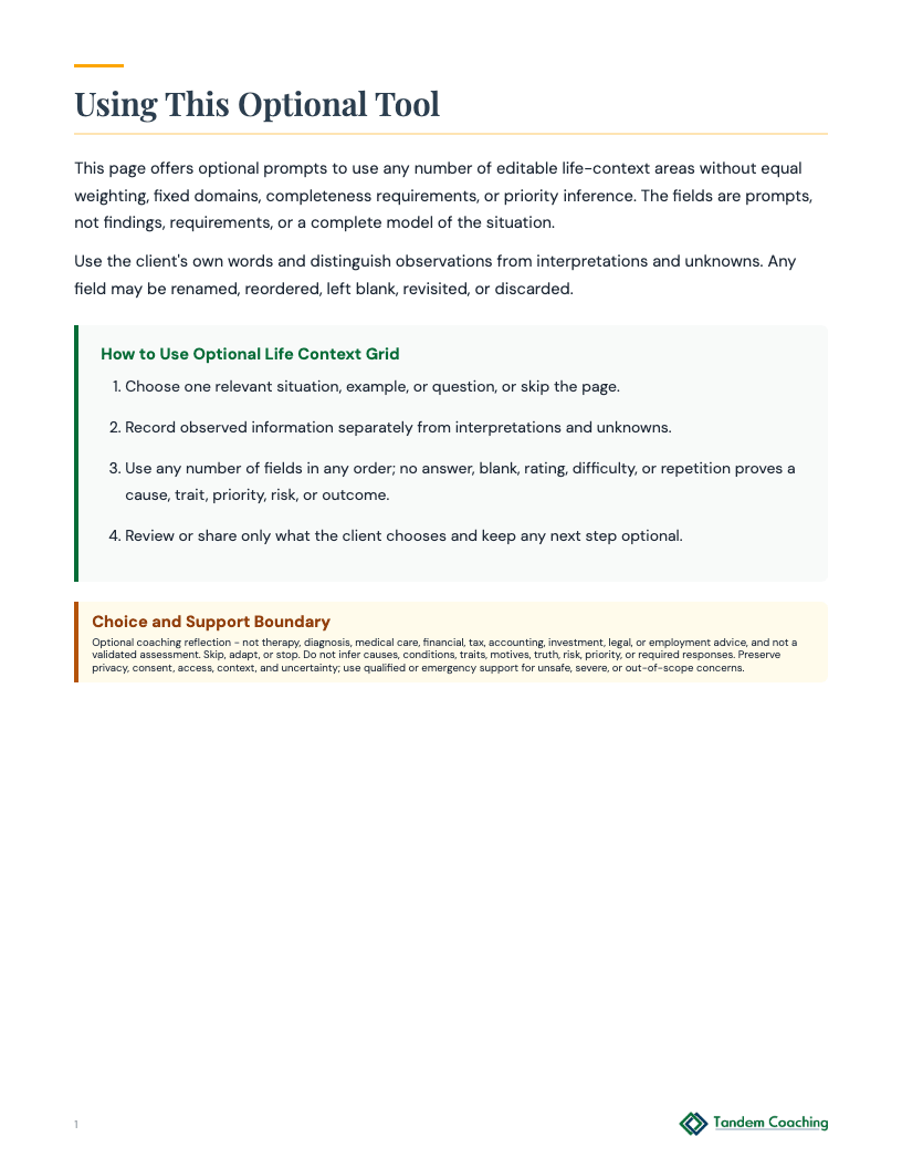 Optional Life Context Grid - preview