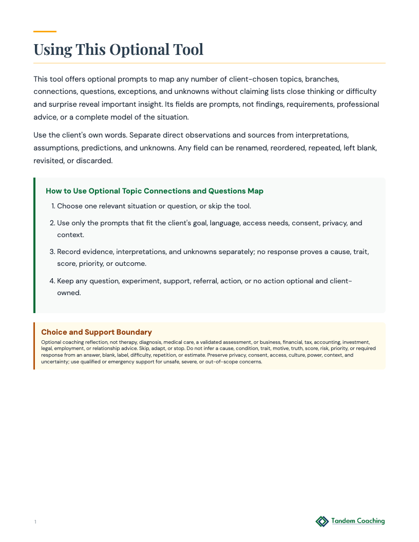 Optional Topic Connections and Questions Map - preview