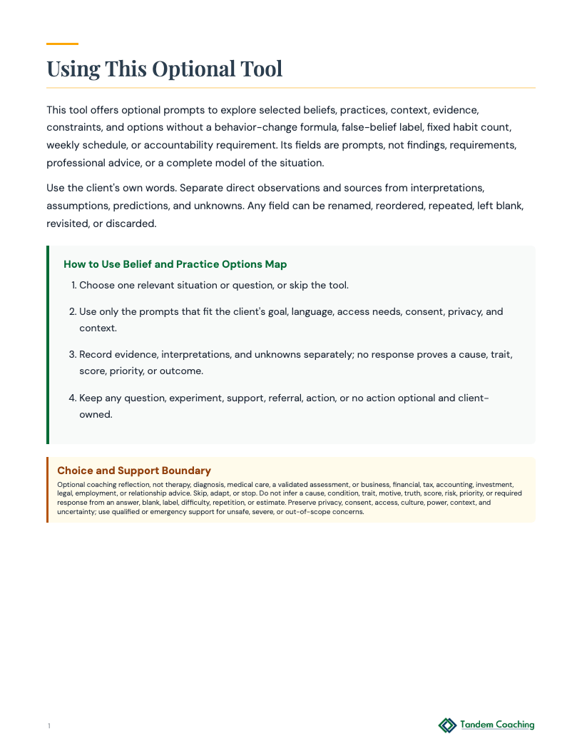 Belief and Practice Options Map - preview