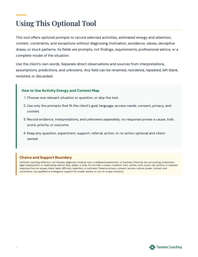 Activity Energy and Context Map - preview