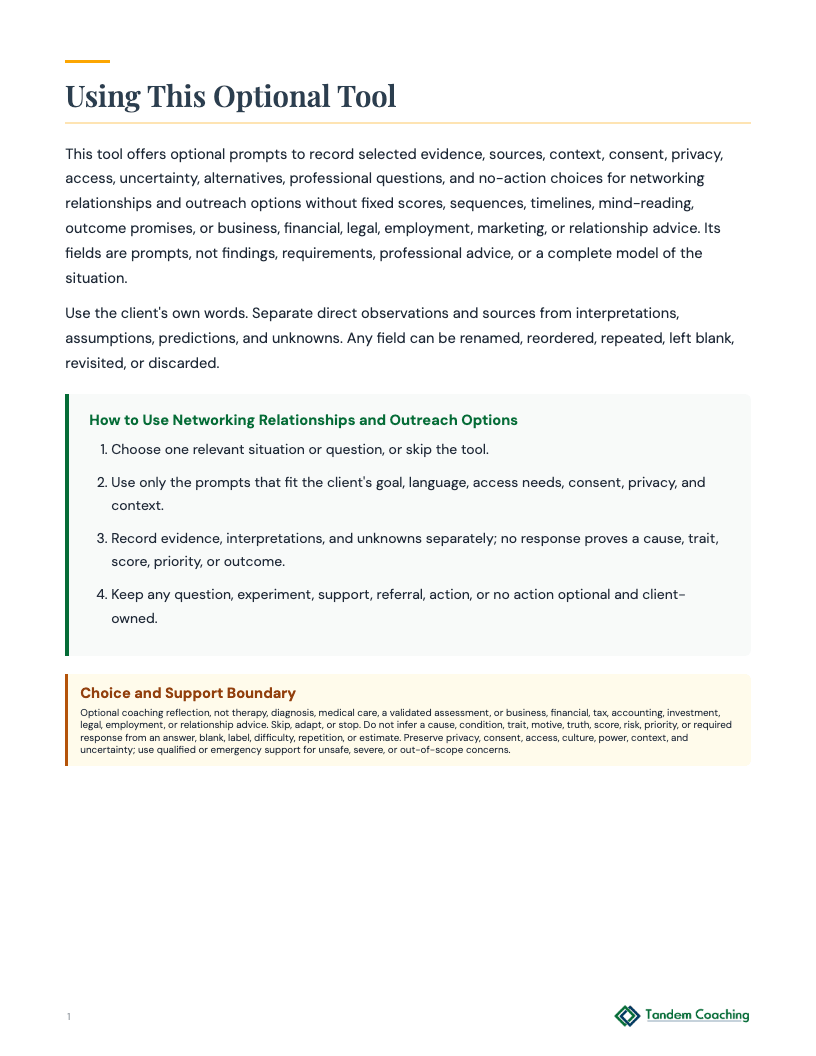 Networking Relationships and Outreach Options - preview