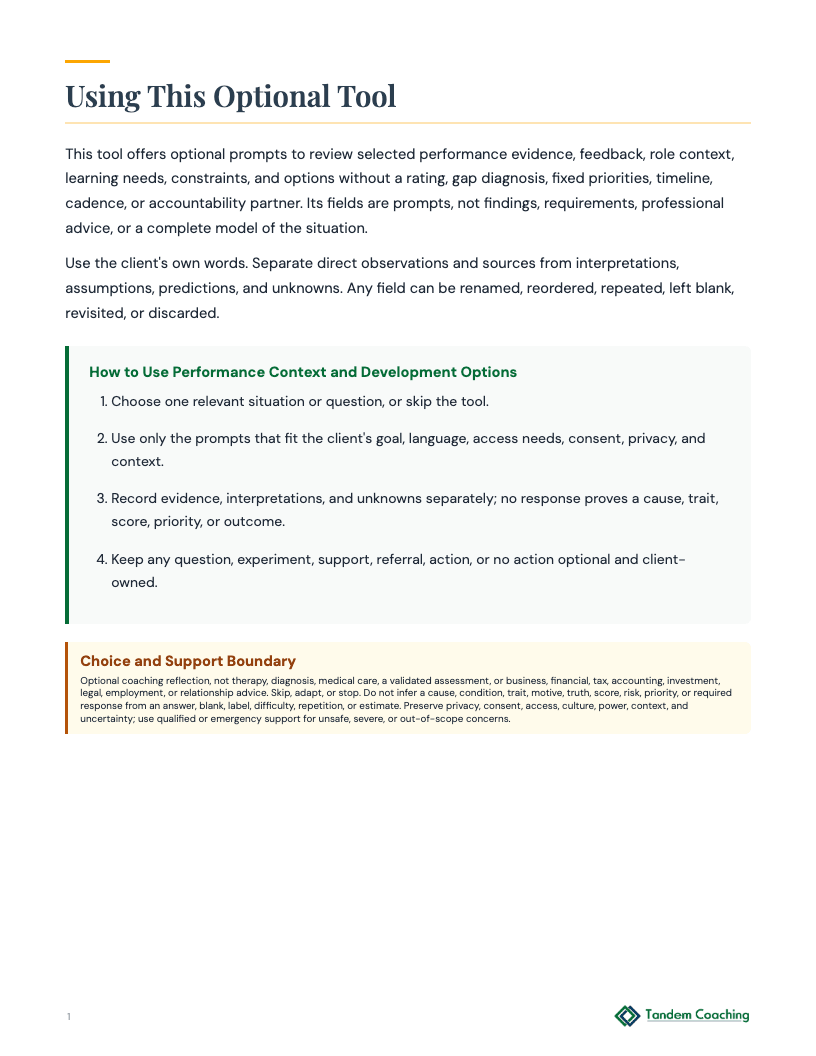 Performance Context and Development Options - preview