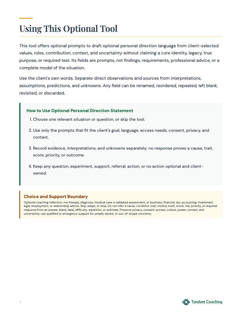 Optional Personal Direction Statement - preview