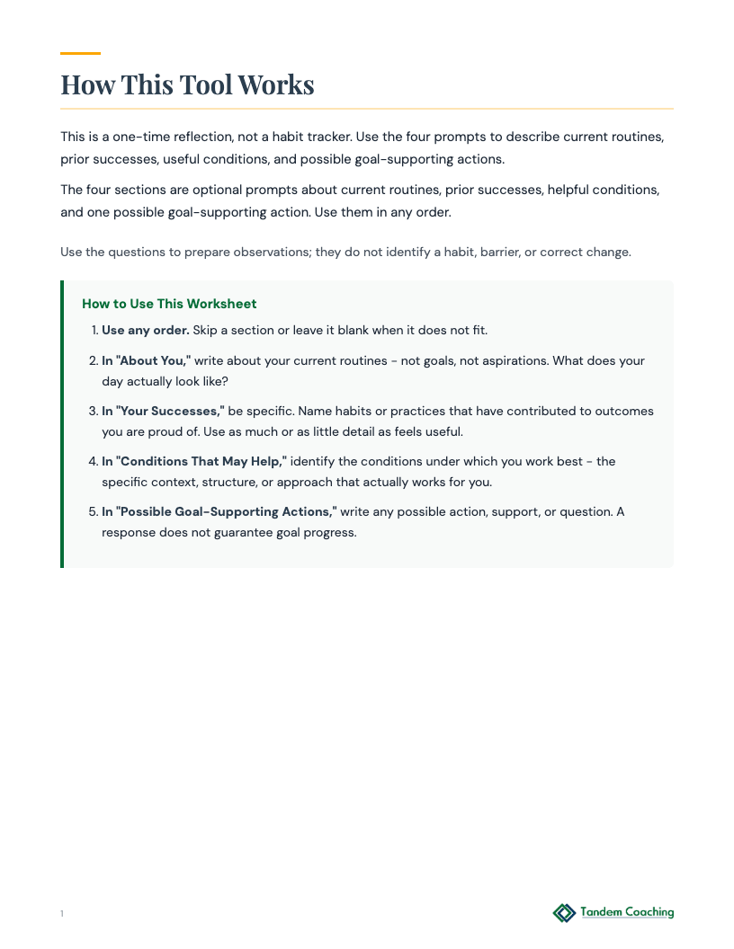 Goal-Supporting Habits Reflection - preview