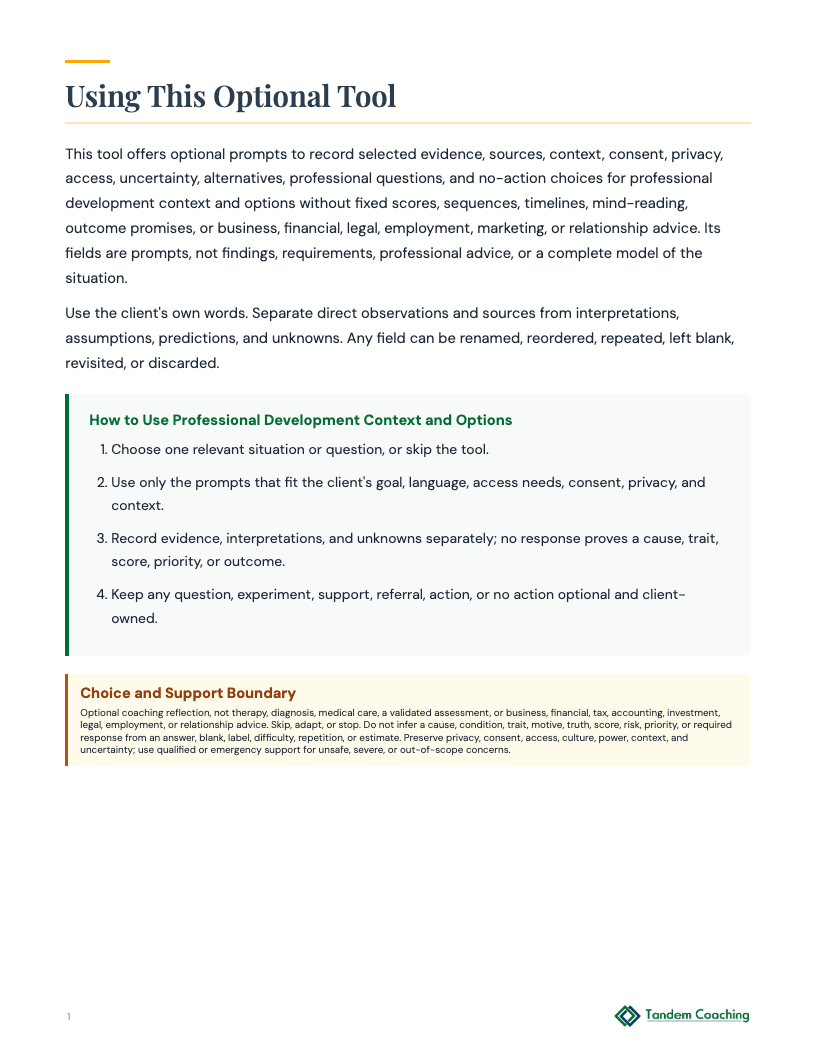 Professional Development Context and Options - preview