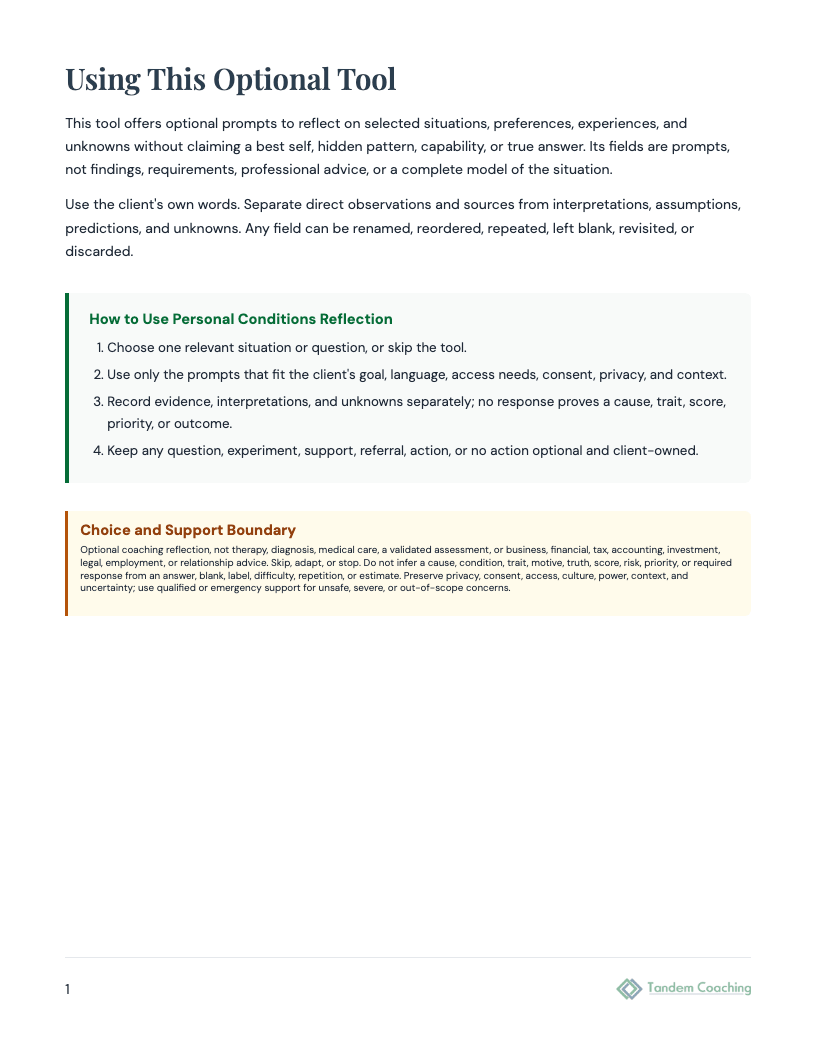 Personal Conditions Reflection - preview
