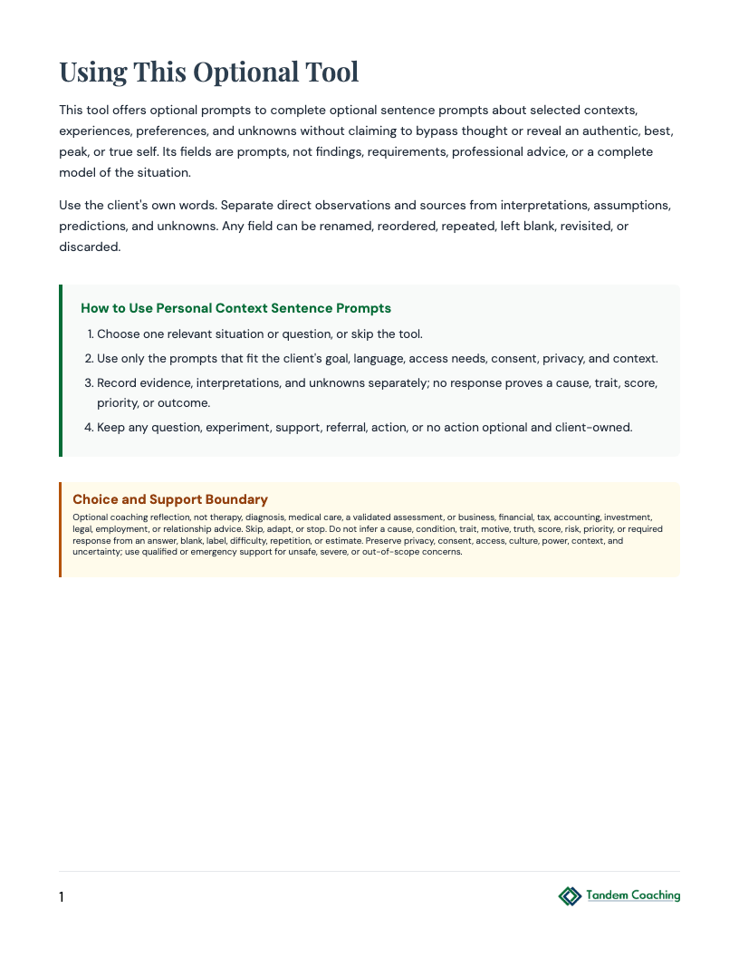 Personal Context Sentence Prompts - preview