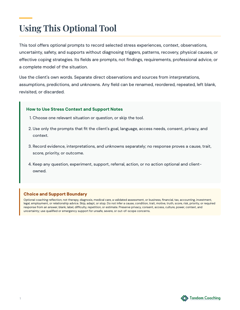 Stress Context and Support Notes - preview