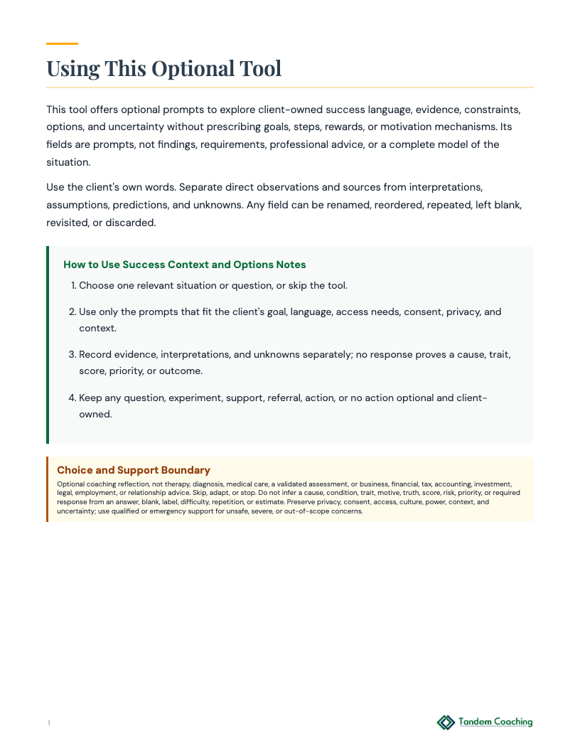Success Context and Options Notes - preview