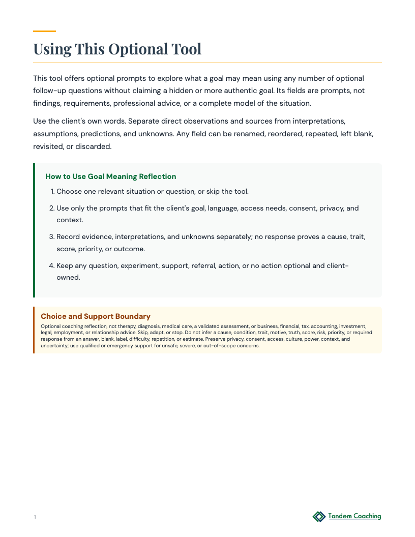 Goal Meaning Reflection - preview