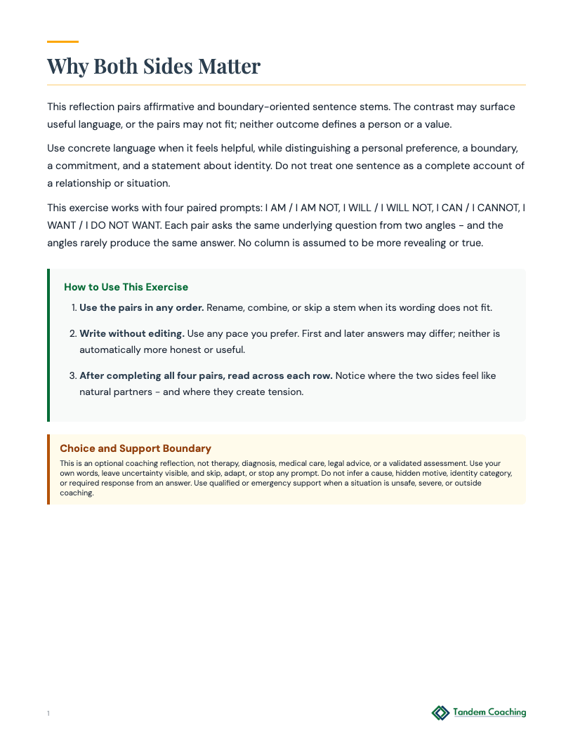 Values and Boundaries Reflection - preview