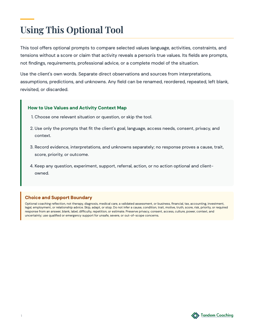 Values and Activity Context Map - preview